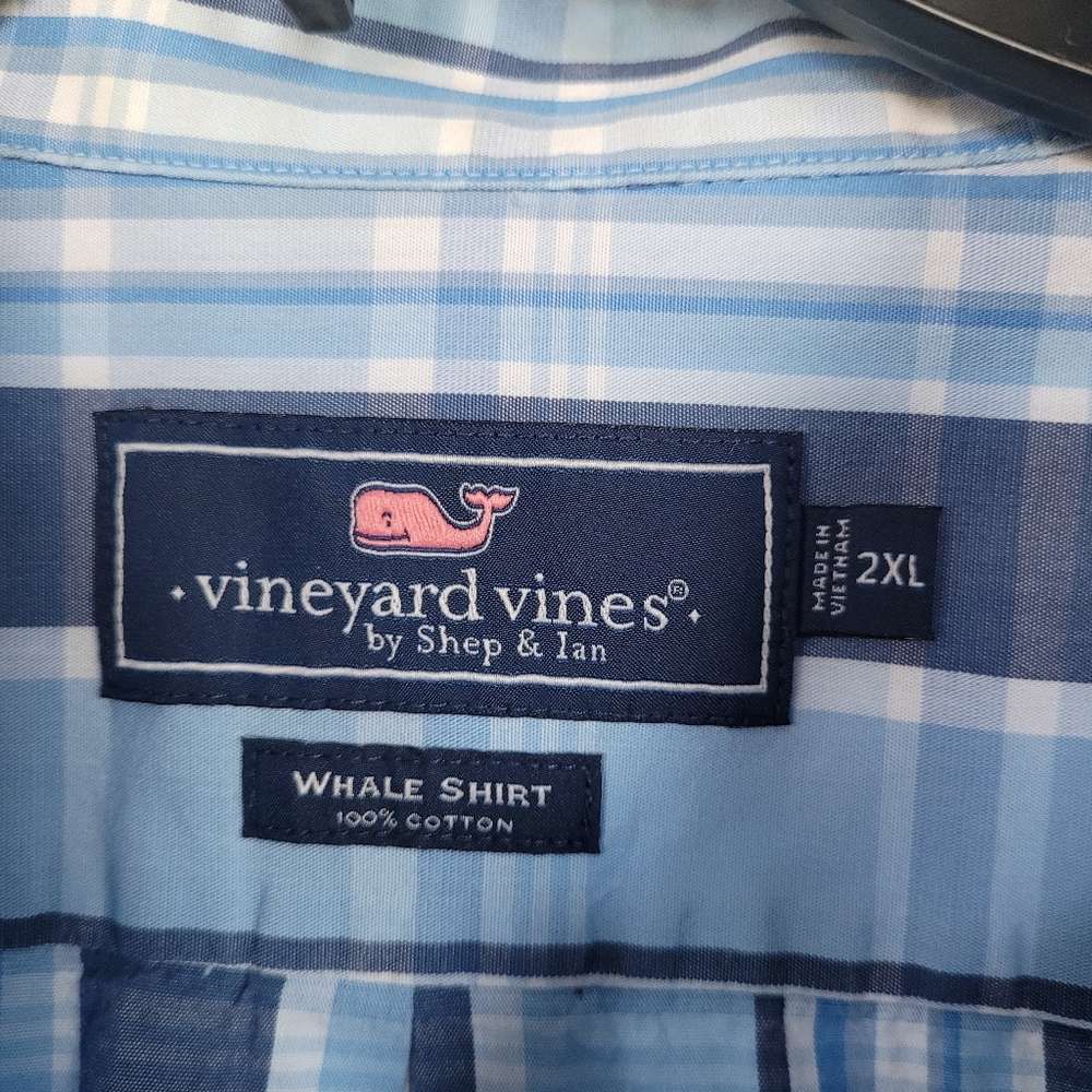 Vineyard Mens Light Blue Checkered Men's Shirt Size 2XL